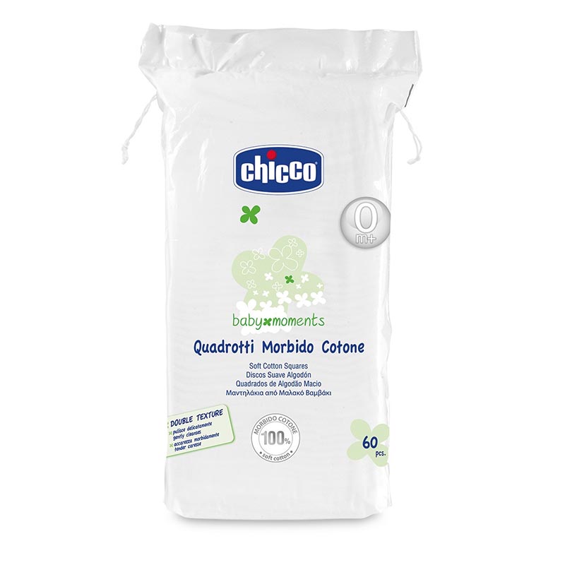 Quadrotti Chicco Morbido Cotone Artsana Baby Moments 60 Pezzi